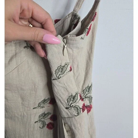 Urban Outfitters Cotton Cherry Mini Dress Empire Waist Sweetheart Neckline Sz S - Picture 12 of 12